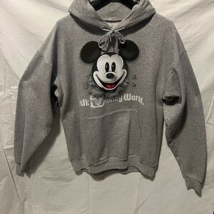 Hanes Gray Hoodie with Mickey Mouse Design